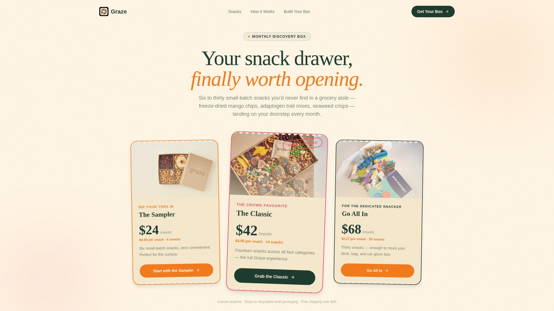 Subscription Box Pricing Website Template