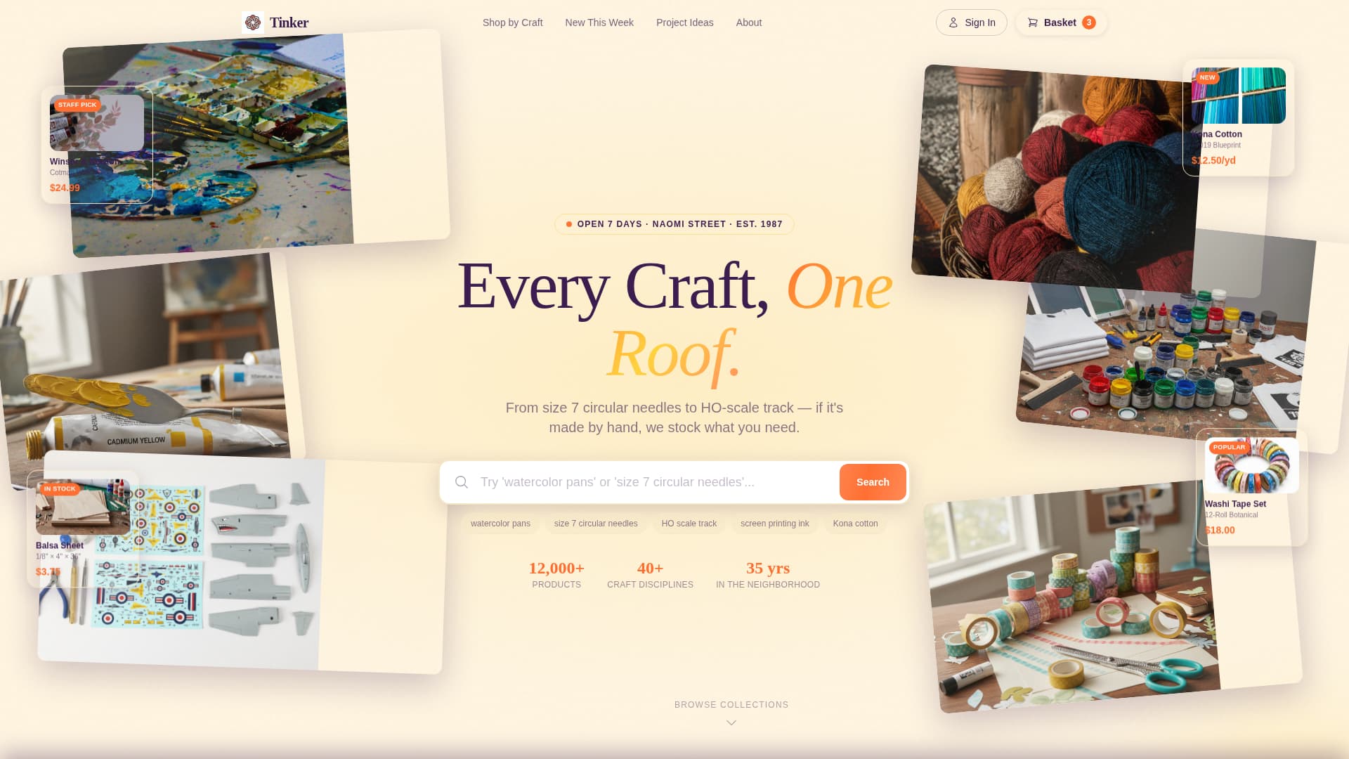 Tinker — Inventive Maker Supplies Landing Page Template