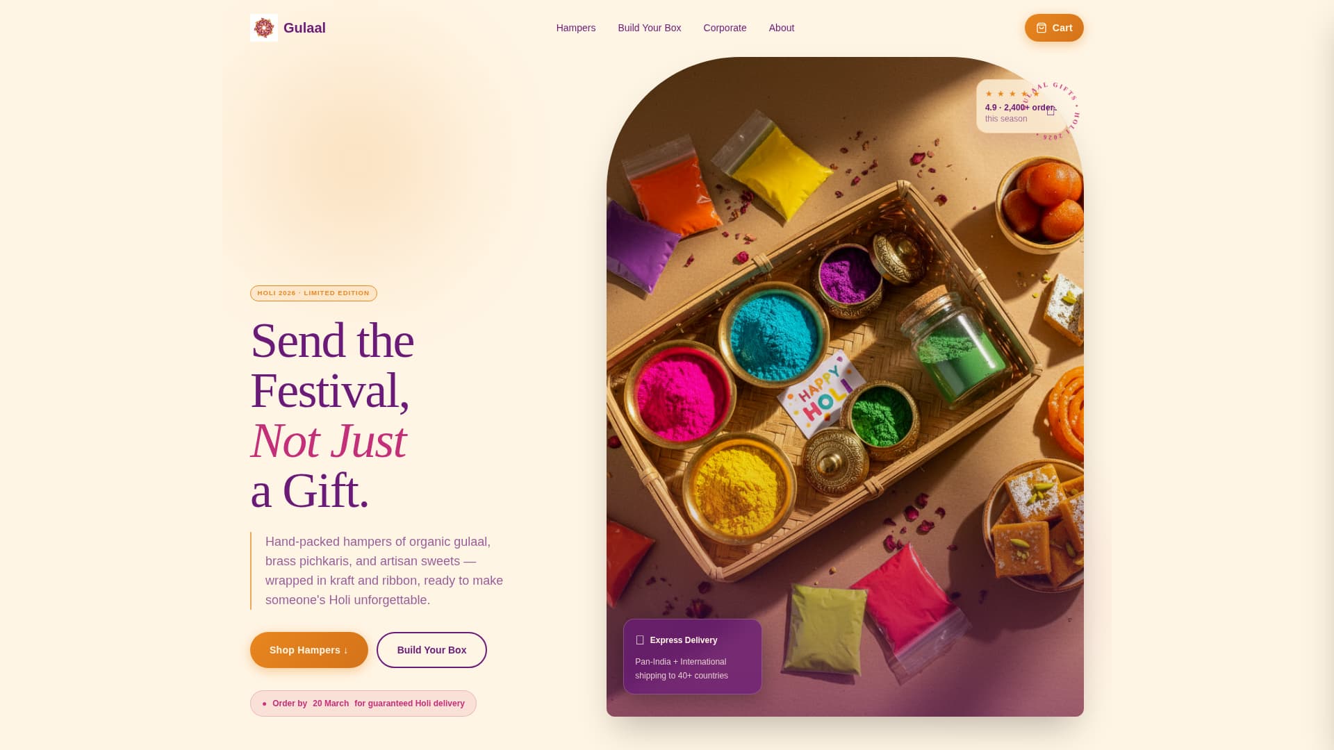 Gulaal - Vibrant Hamper Landing Page Template