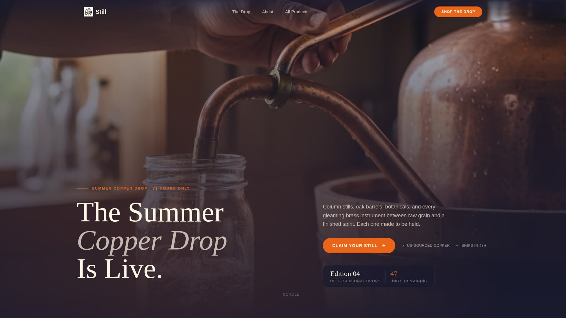 Still - Electrifying Distillery Landing Page Template