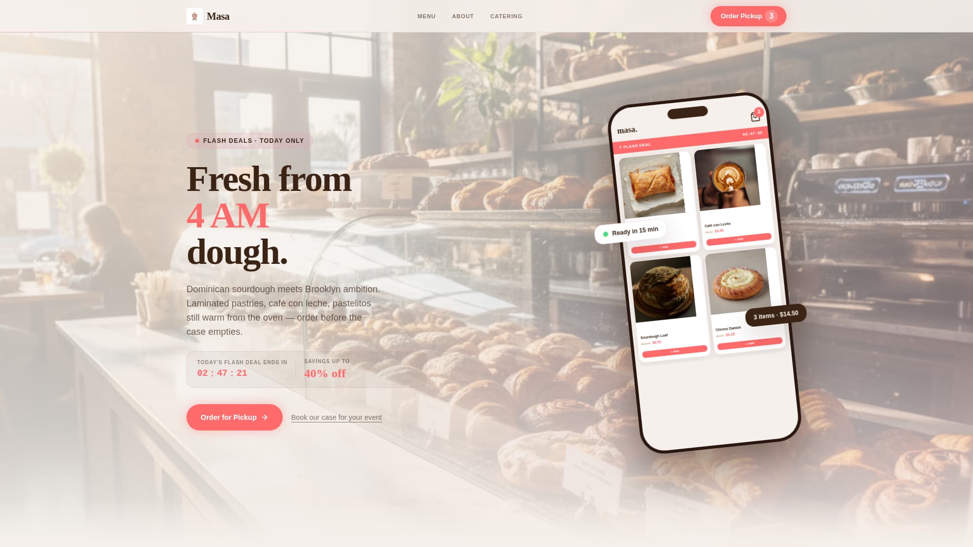 Masa - Irresistible Bakery Landing Page Template