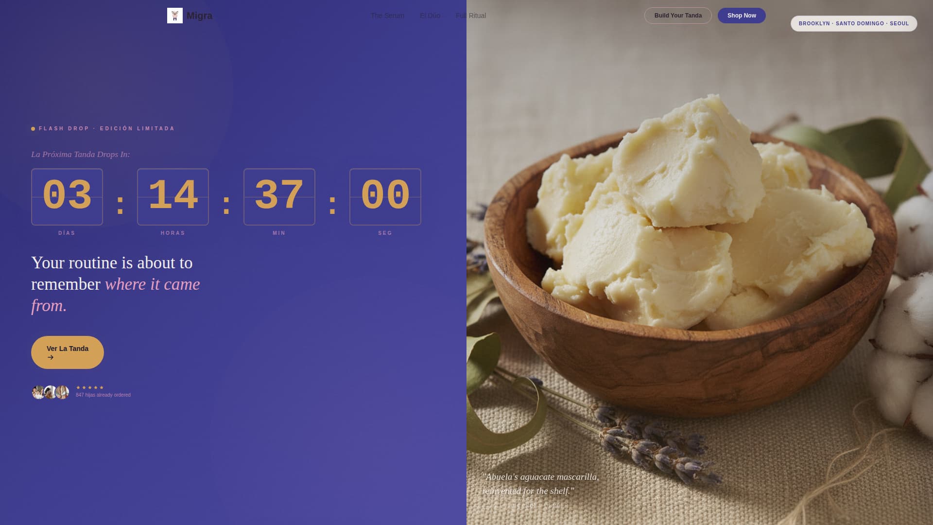 Migra - Authentic Beauty Landing Page Template