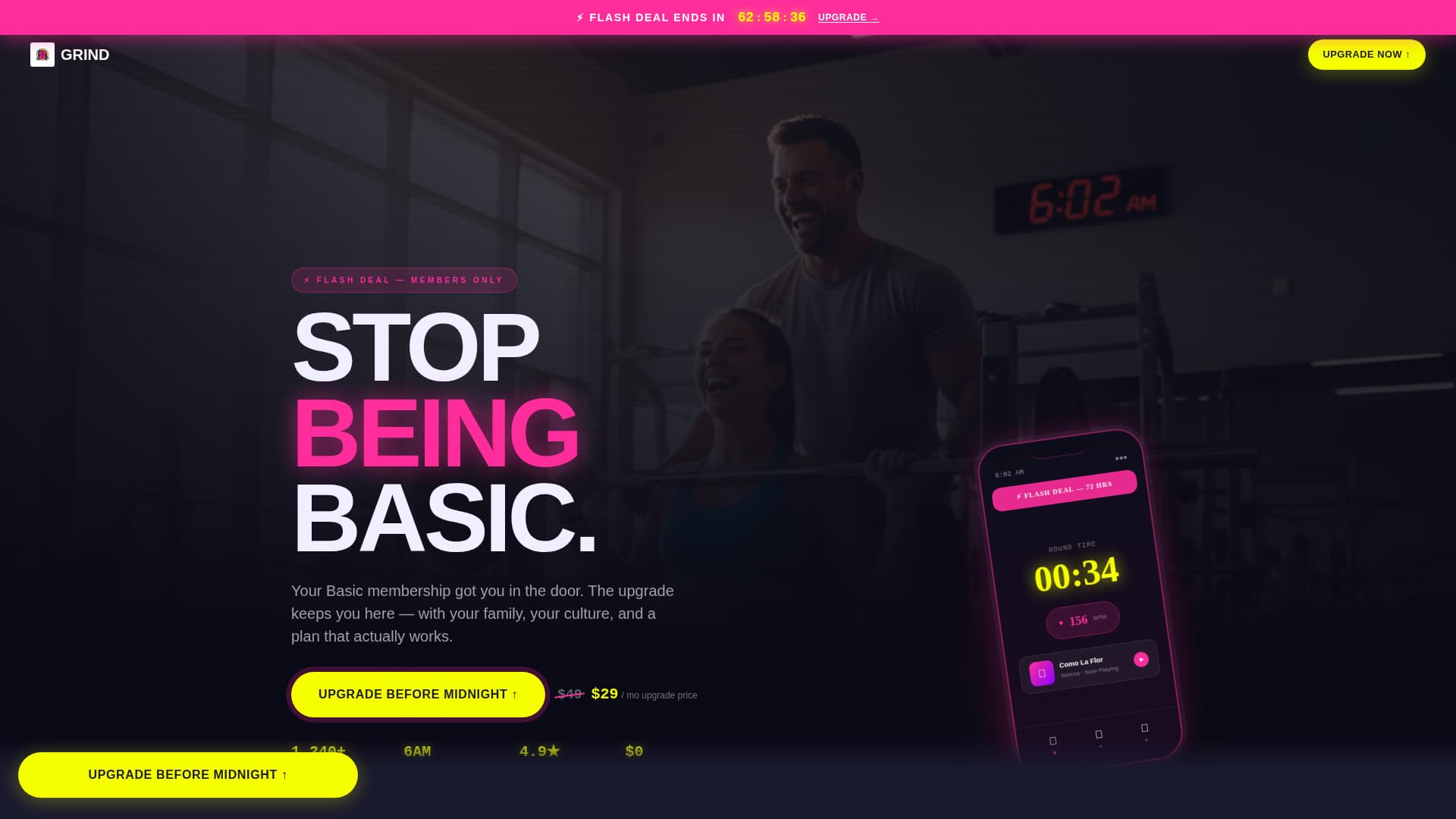 Grind - Electrifying Fitness Landing Page Template