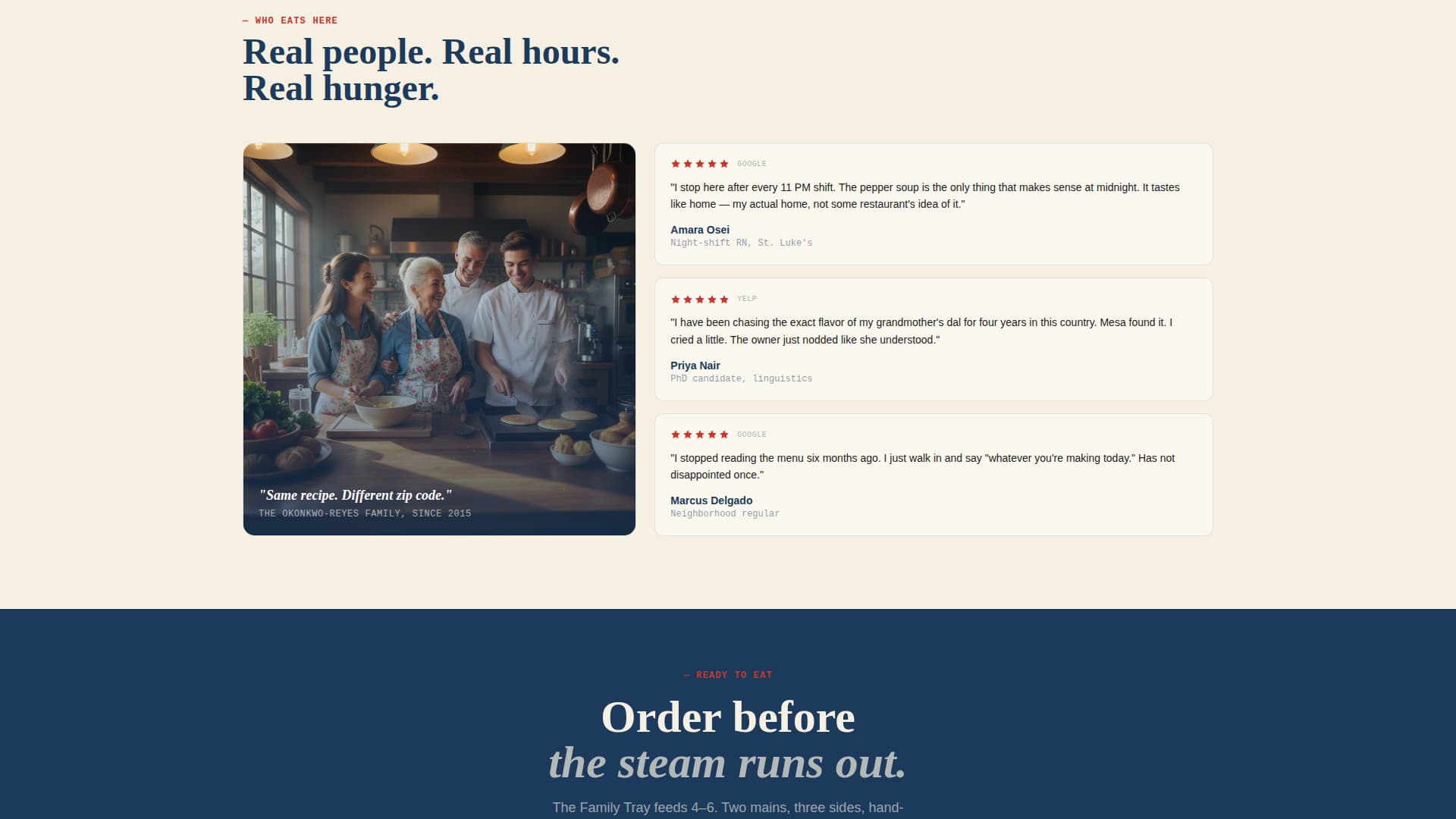 Mesa - Authentic Immigrant Restaurant Landing Page Template