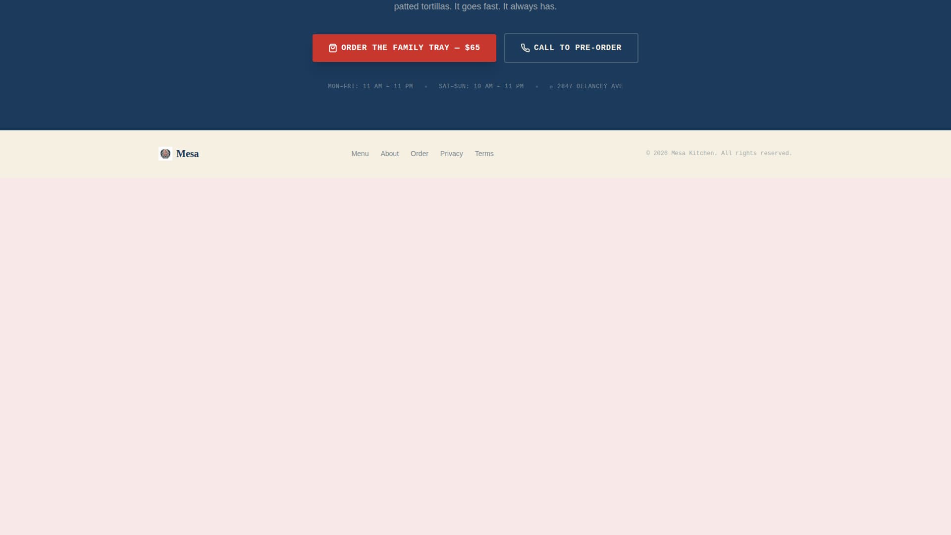 Mesa - Authentic Immigrant Restaurant Landing Page Template