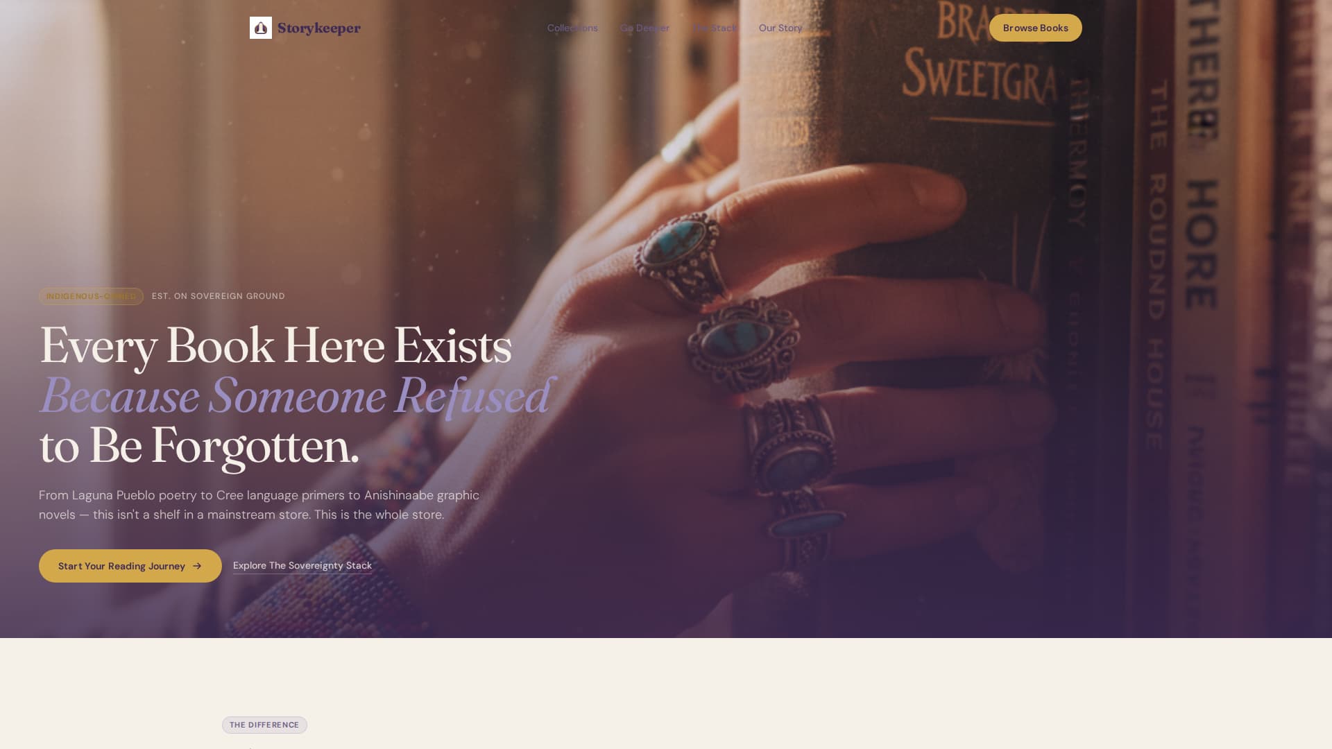 Storykeeper - Sovereign Bookstore Landing Page Template