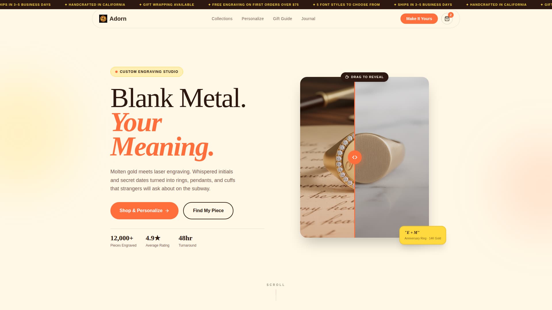 Adorn - Personalized Jewelry Landing Page Template