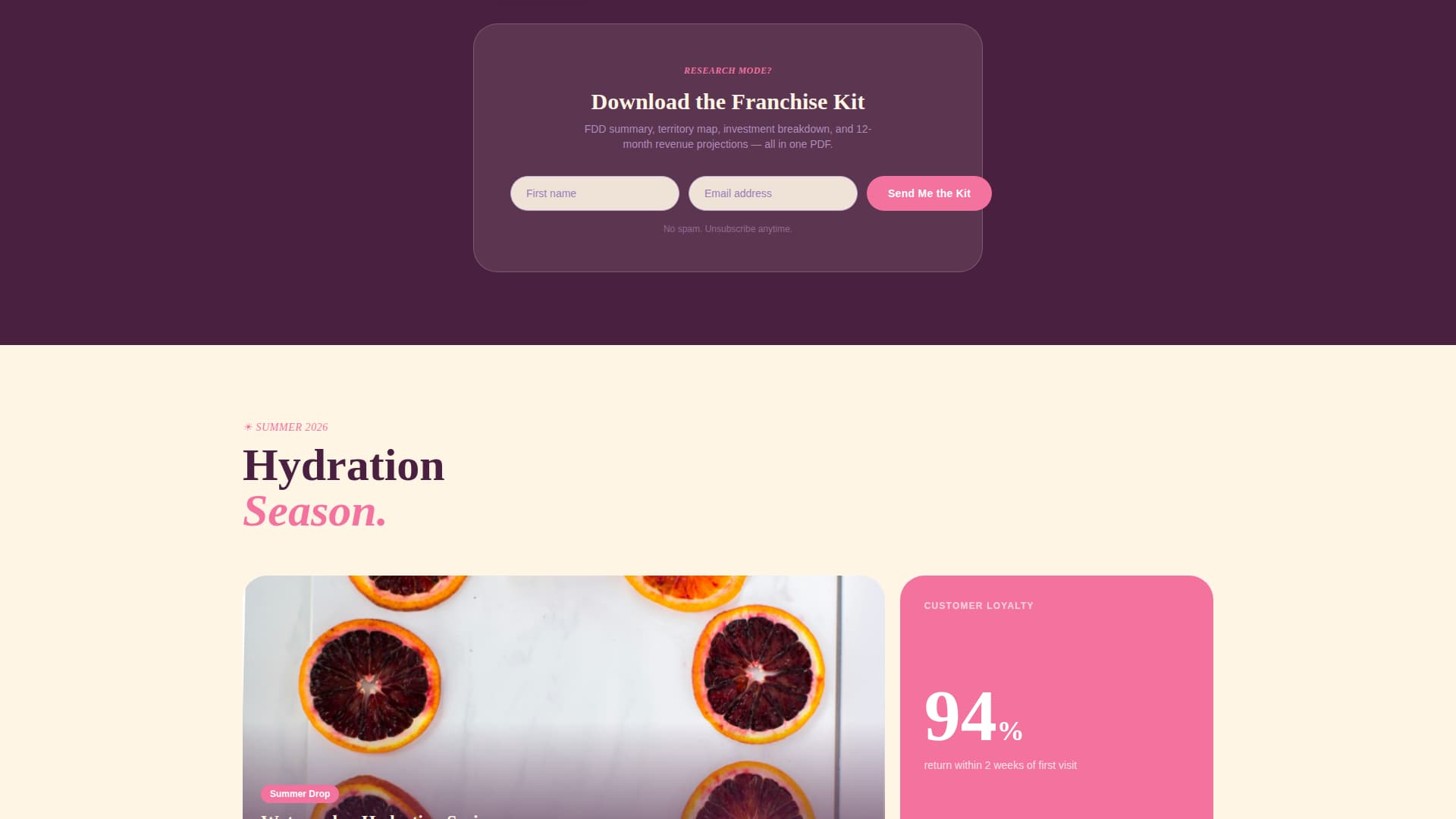 Squeeze - Vibrant Franchise Landing Page Template