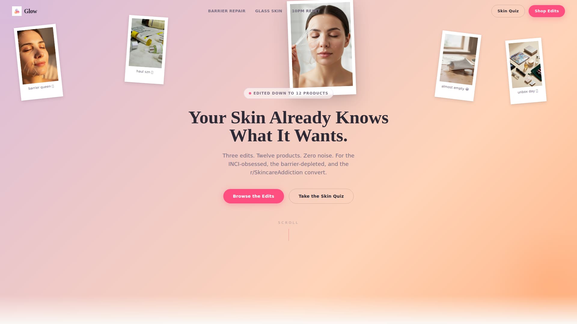 Glow - Curated Skincare Landing Page Template