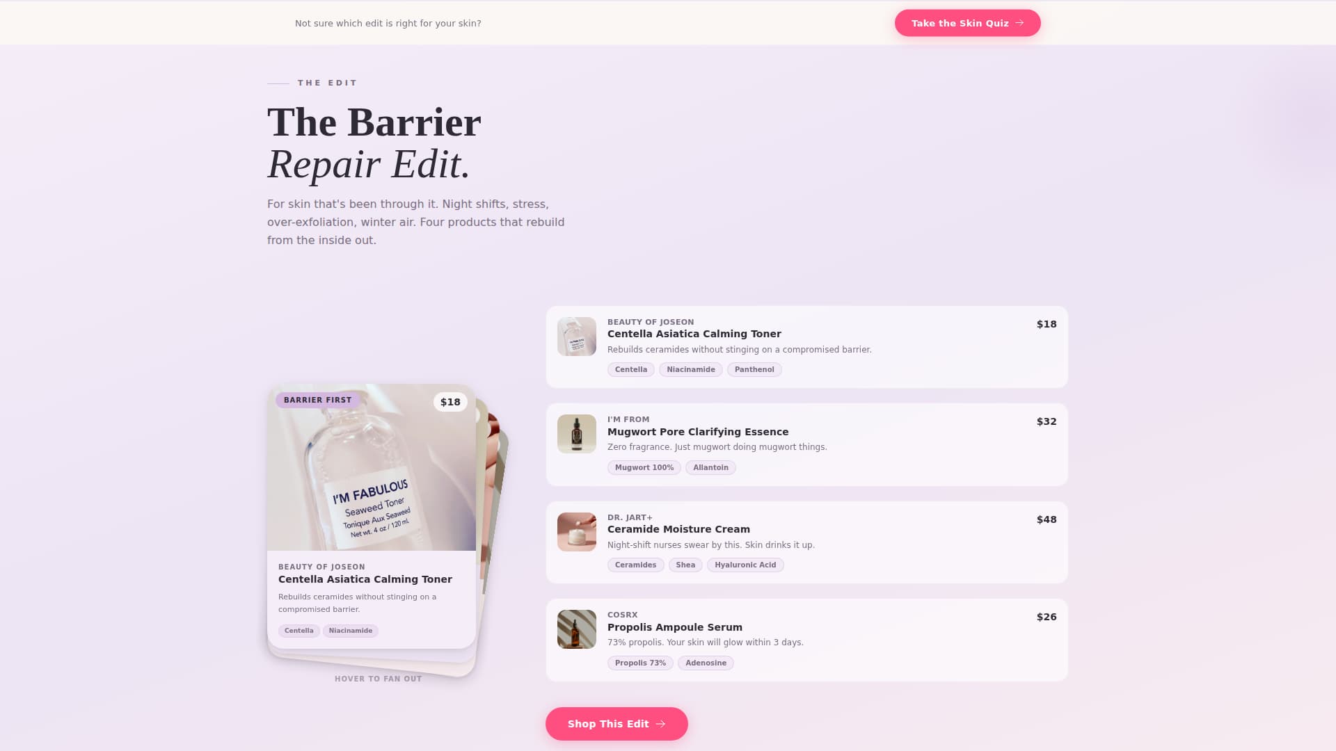 Glow - Curated Skincare Landing Page Template