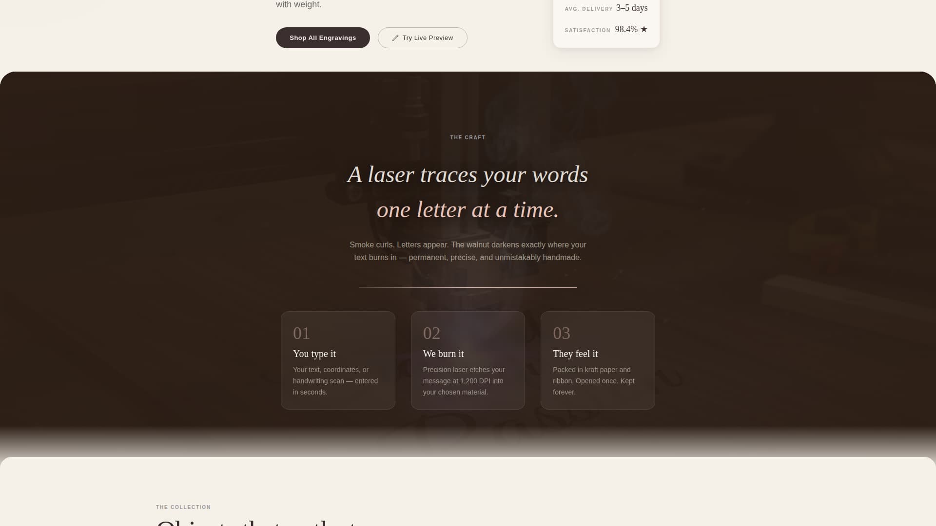 Etch - Heartfelt Engraving Landing Page Template