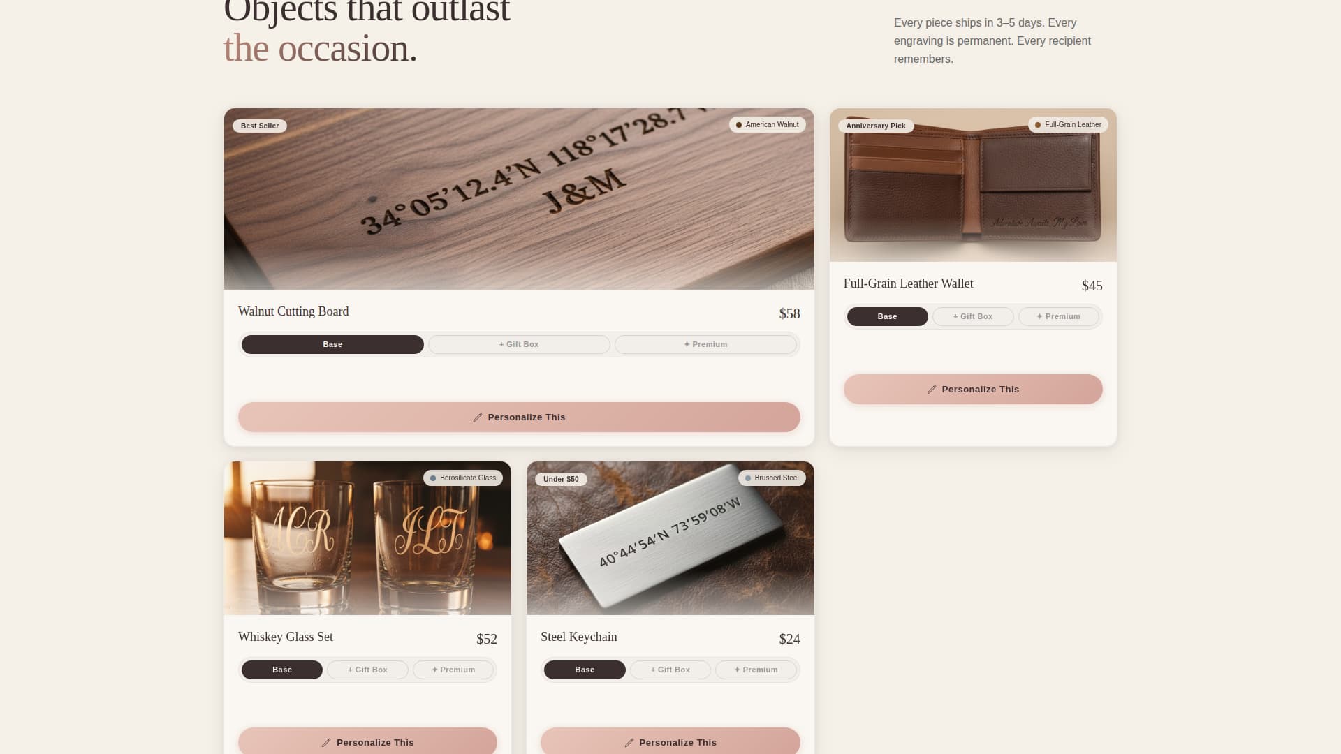 Etch - Heartfelt Engraving Landing Page Template
