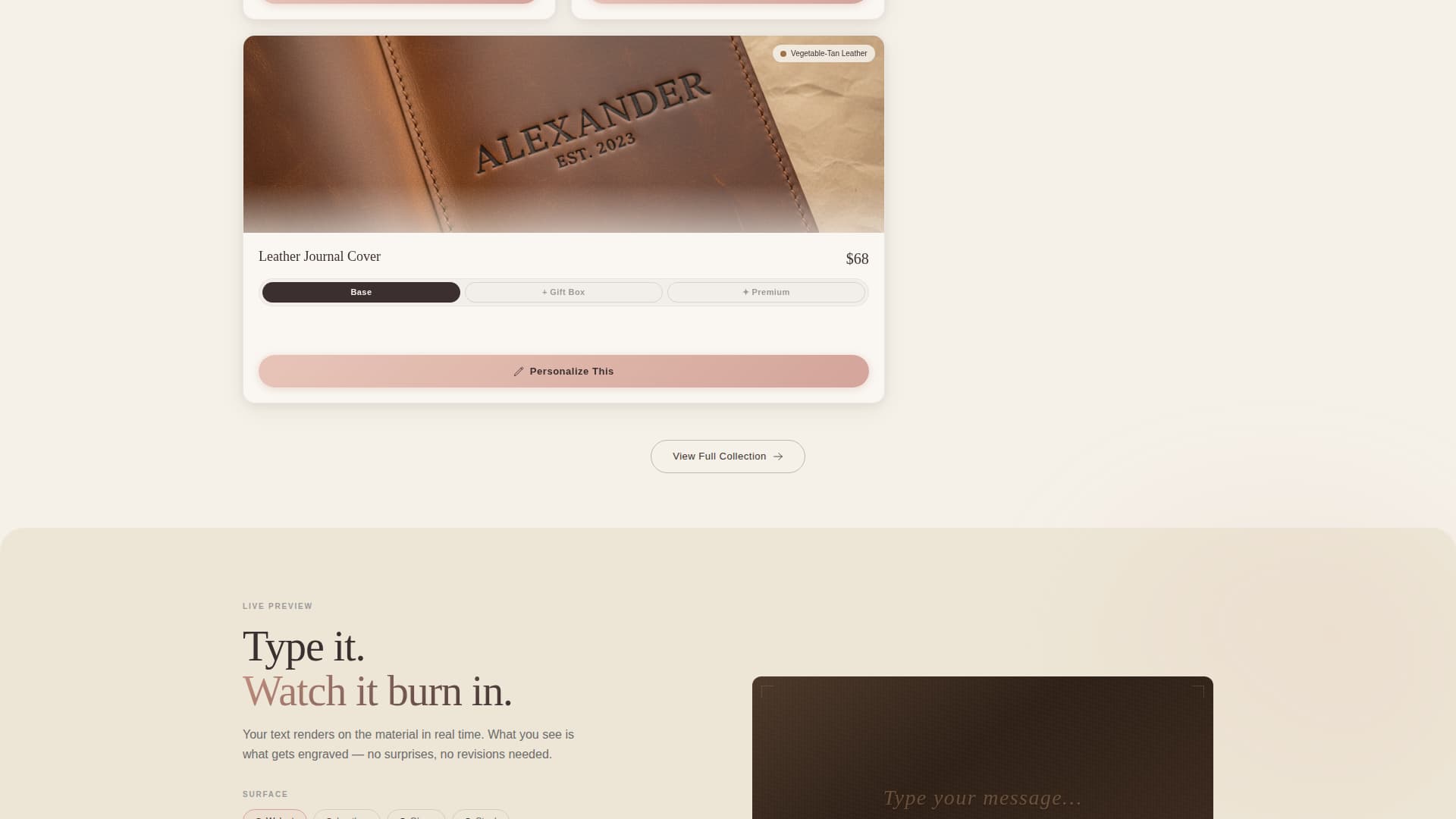 Etch - Heartfelt Engraving Landing Page Template