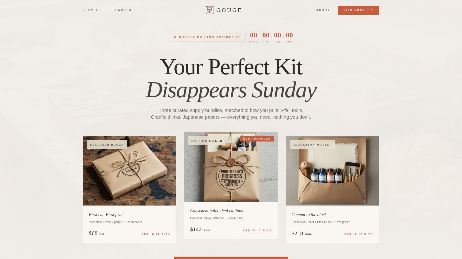 Gouge - Artisan Printmaking Landing Page Template