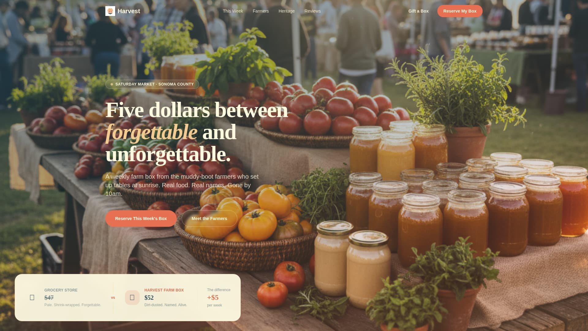 Harvest - Fresh Farmmarket Landing Page Template