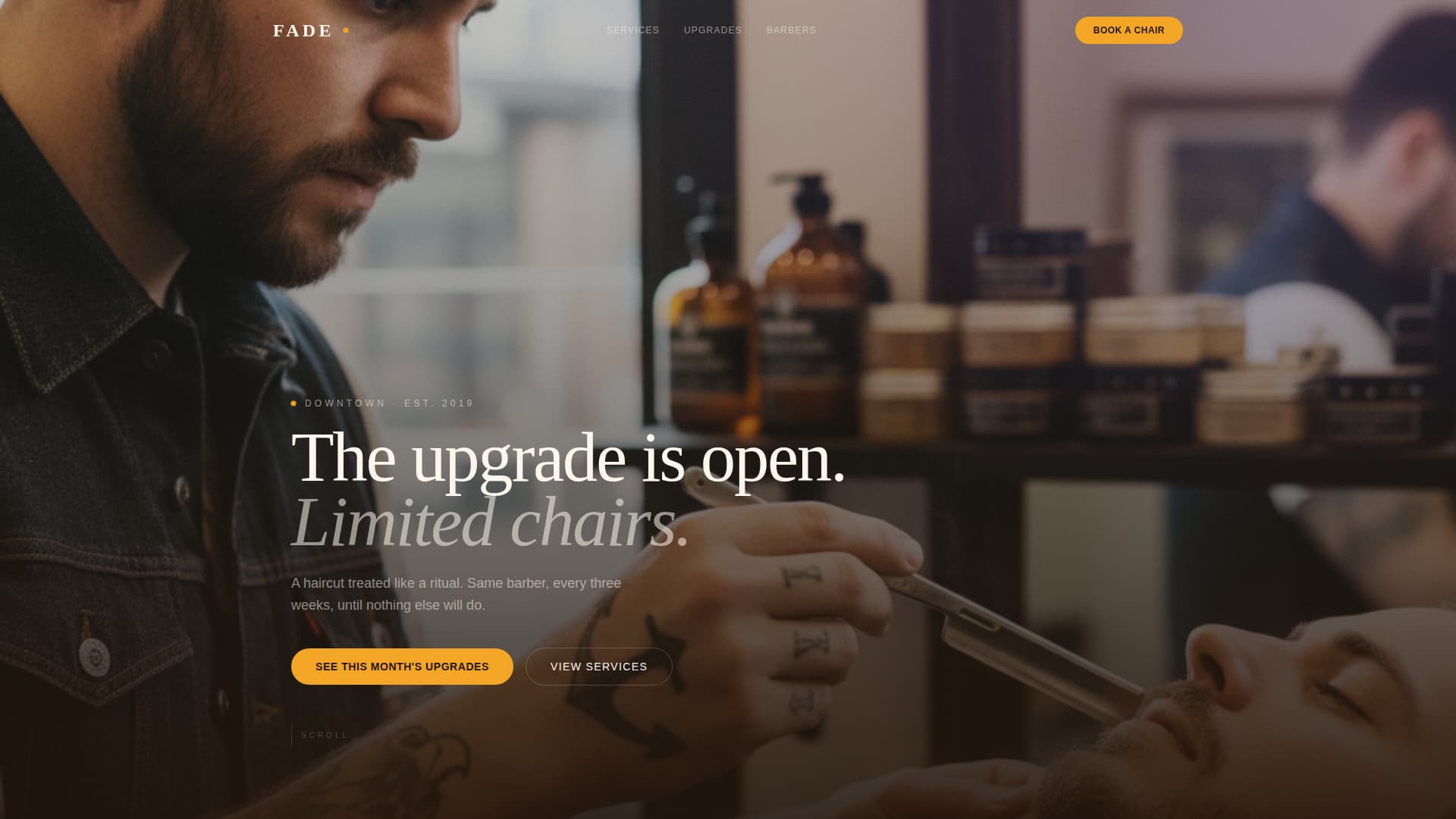 Fade - Indulgent Barbershop Landing Page Template