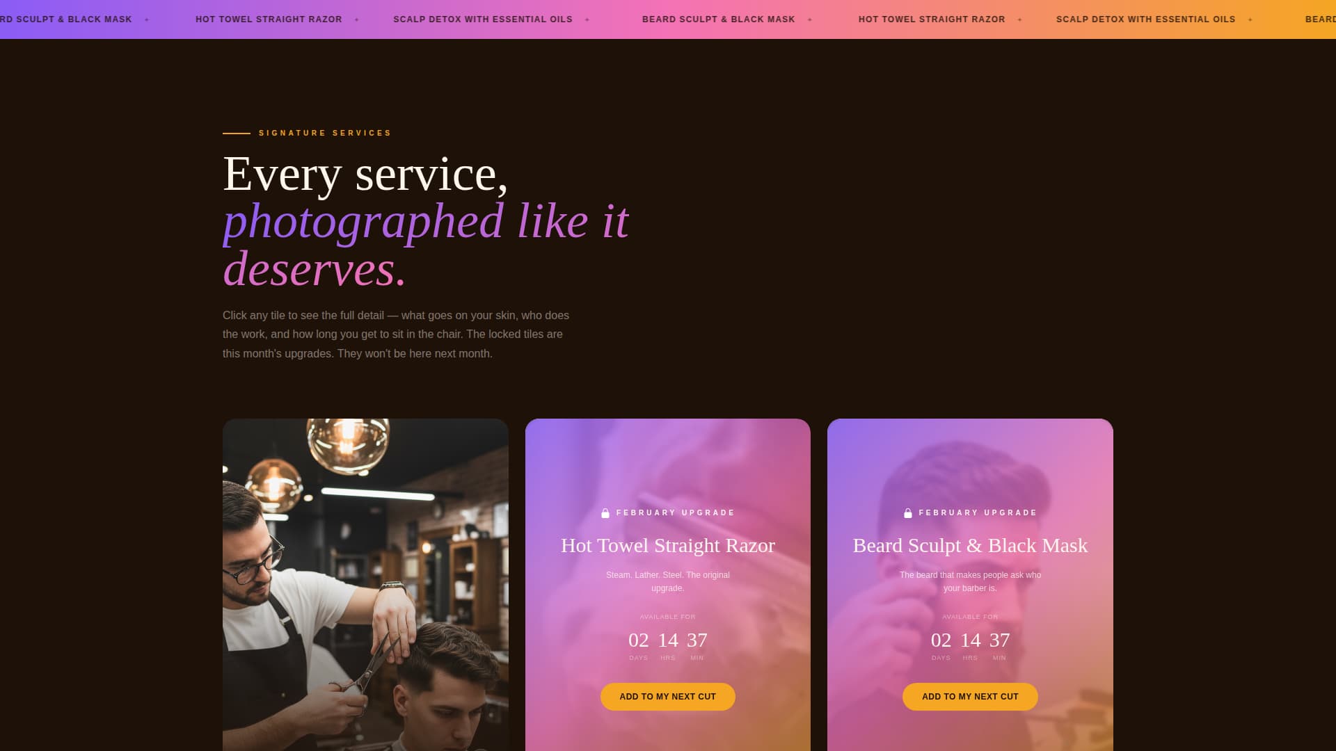 Fade - Indulgent Barbershop Landing Page Template