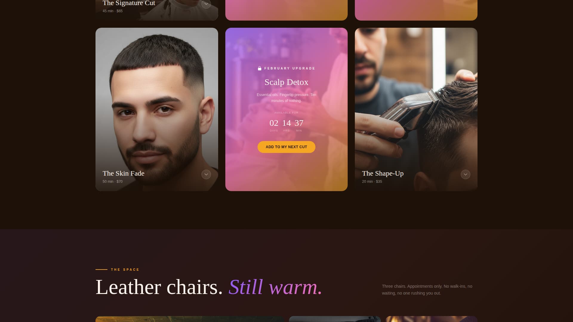 Fade - Indulgent Barbershop Landing Page Template