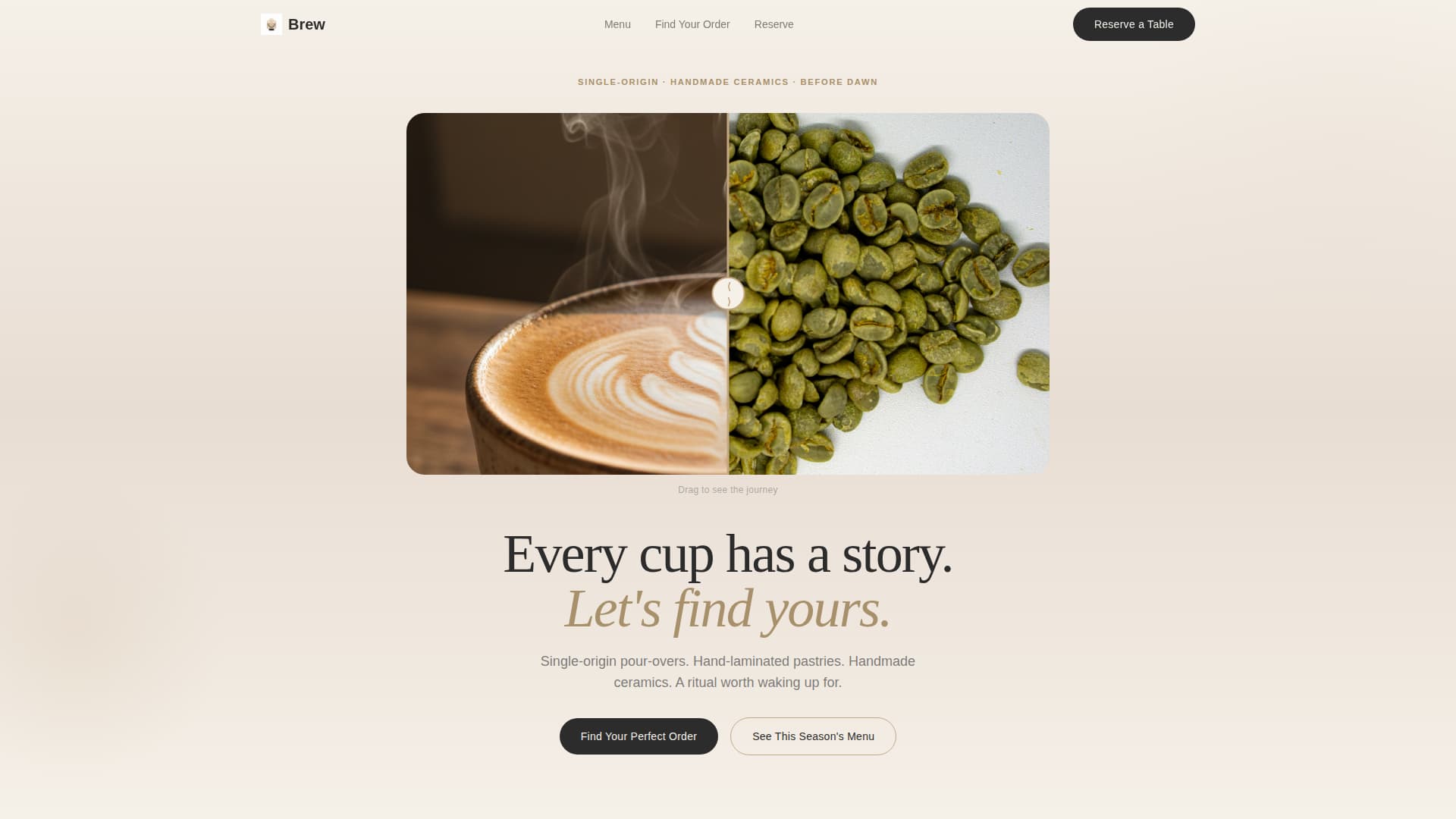 Brew - Artisan Café Landing Page Template