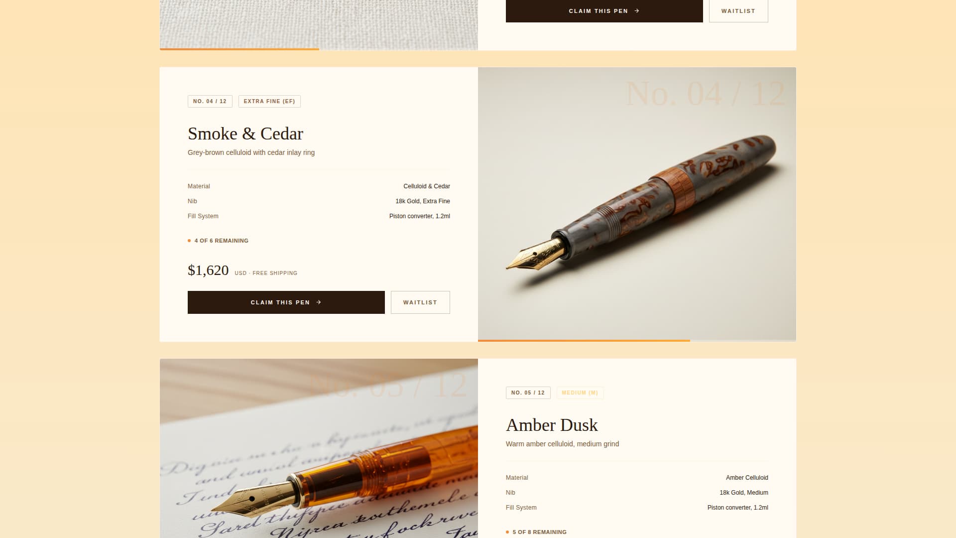 Nib - Exclusive Pen Landing Page Template