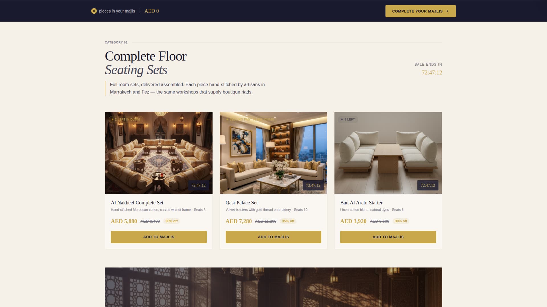 Majlis - Luxurious Arabicseating Landing Page Template