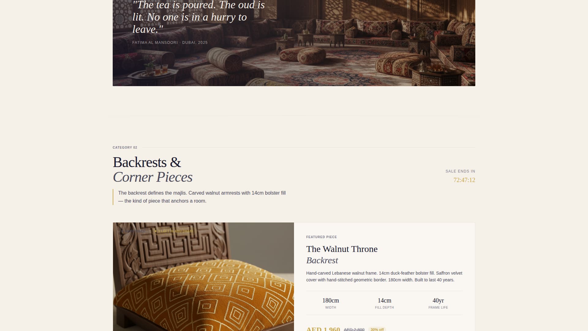 Majlis - Luxurious Arabicseating Landing Page Template