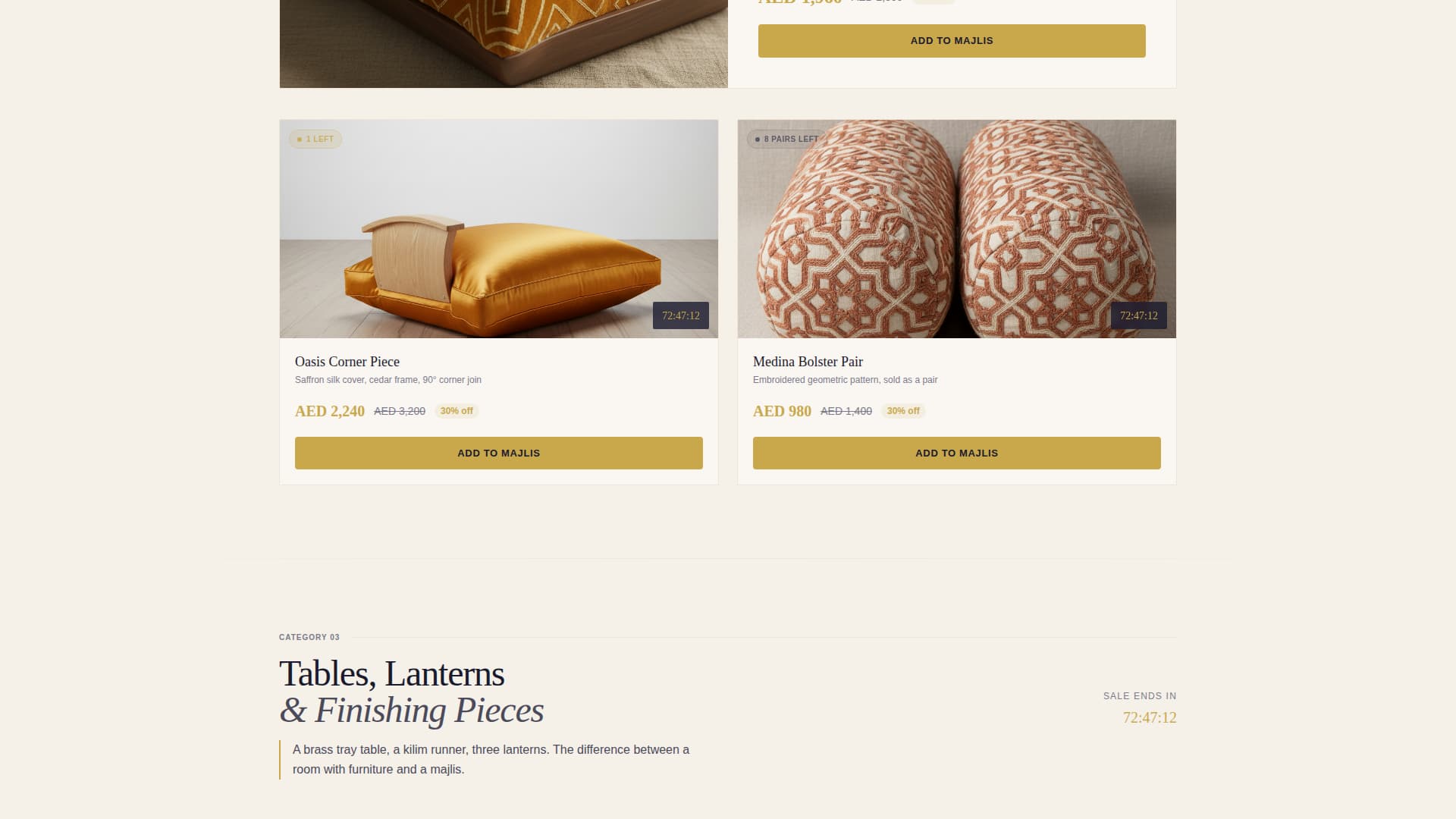 Majlis - Luxurious Arabicseating Landing Page Template