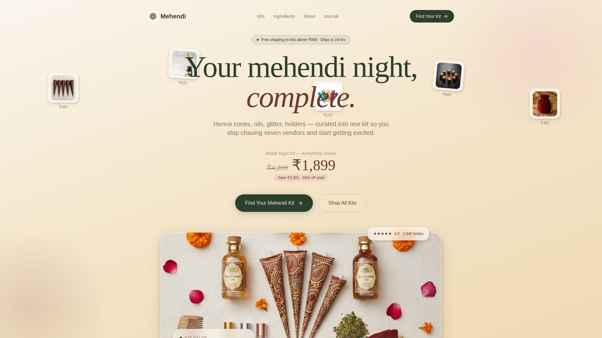 Mehendi - Curated Bridal Landing Page Template
