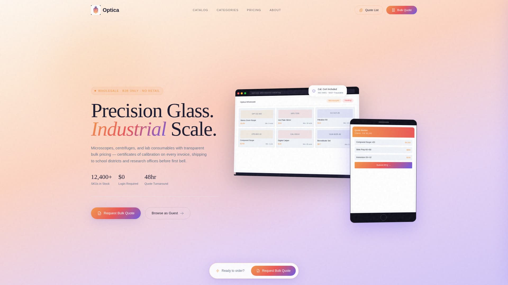 Optica - Precision Science Landing Page Template