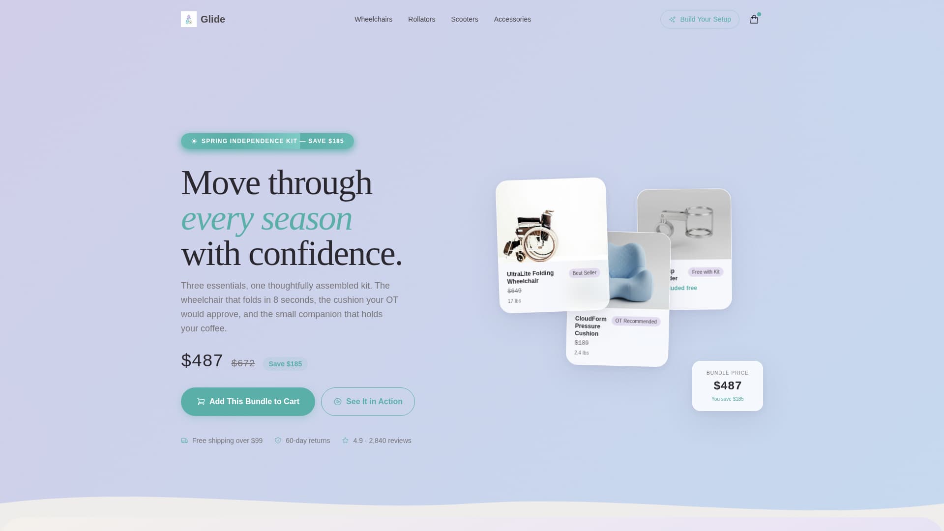 Glide - Curated Mobility Landing Page Template