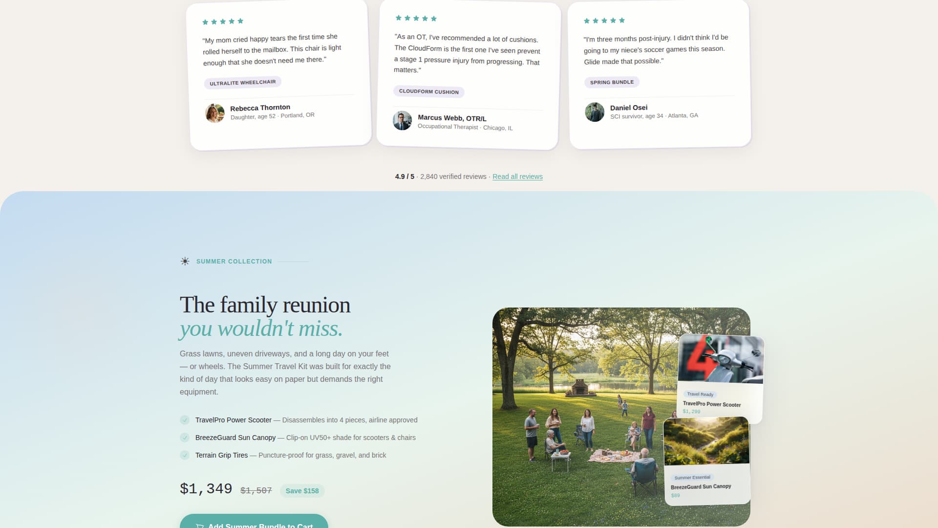 Glide - Curated Mobility Landing Page Template