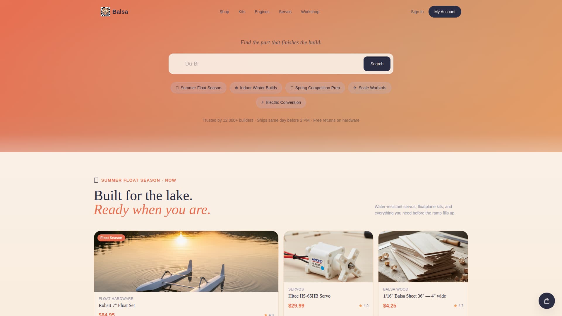 Balsa - Curated Hobby Landing Page Template