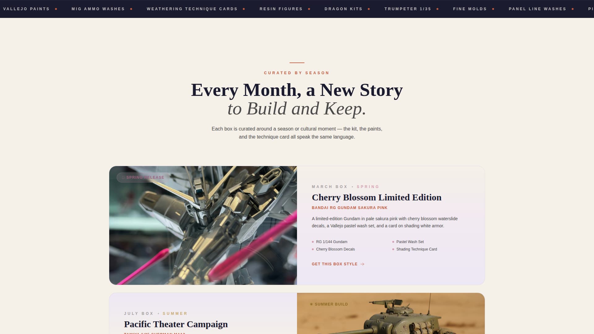 Sprue - Seasonal Modelkits Landing Page Template