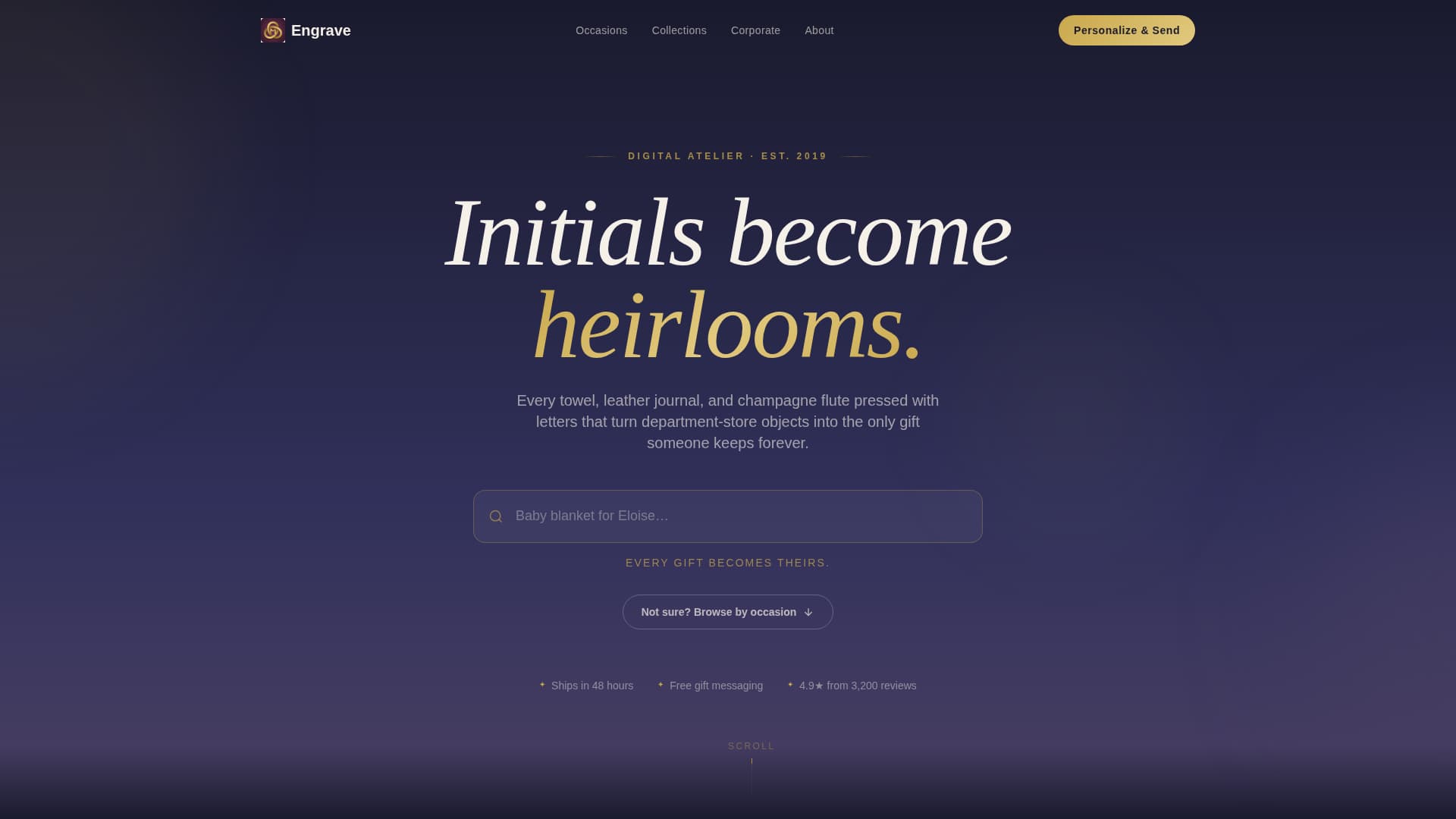 Engrave - Luxurious Monogram Landing Page Template