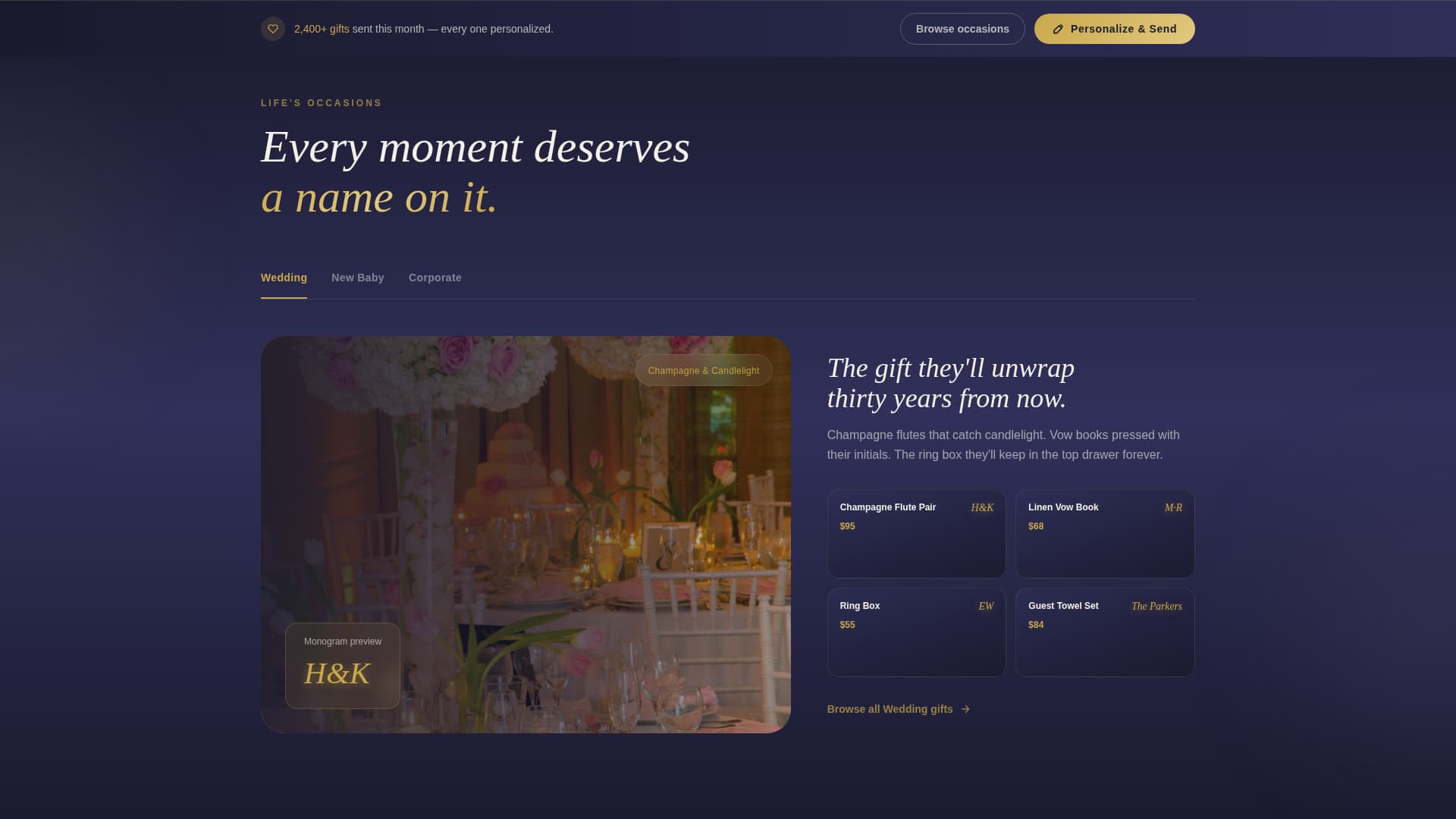 Engrave - Luxurious Monogram Landing Page Template