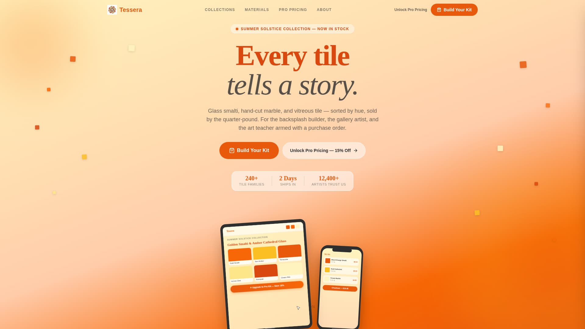 Tessera - Vibrant Mosaicsupply Landing Page Template