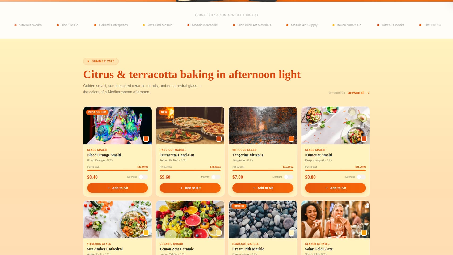 Tessera - Vibrant Mosaicsupply Landing Page Template