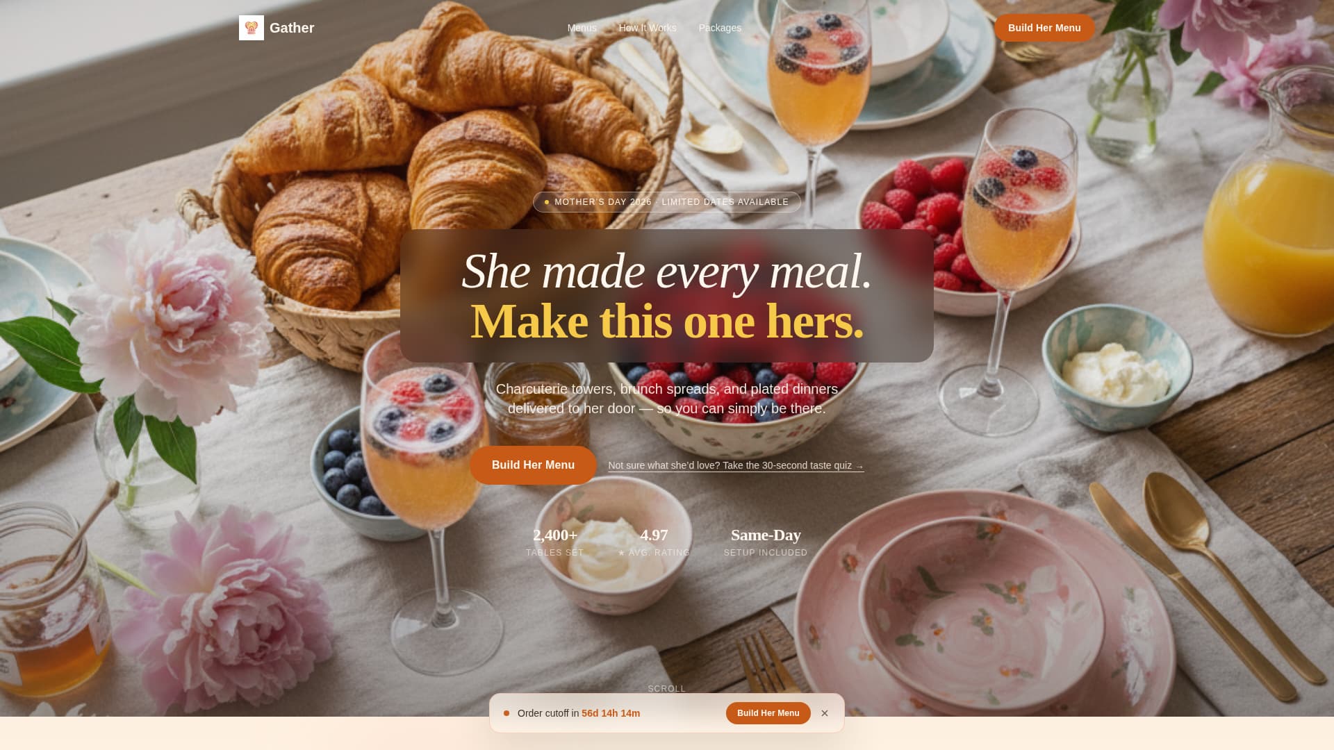 Gather - Heartfelt Catering Landing Page Template