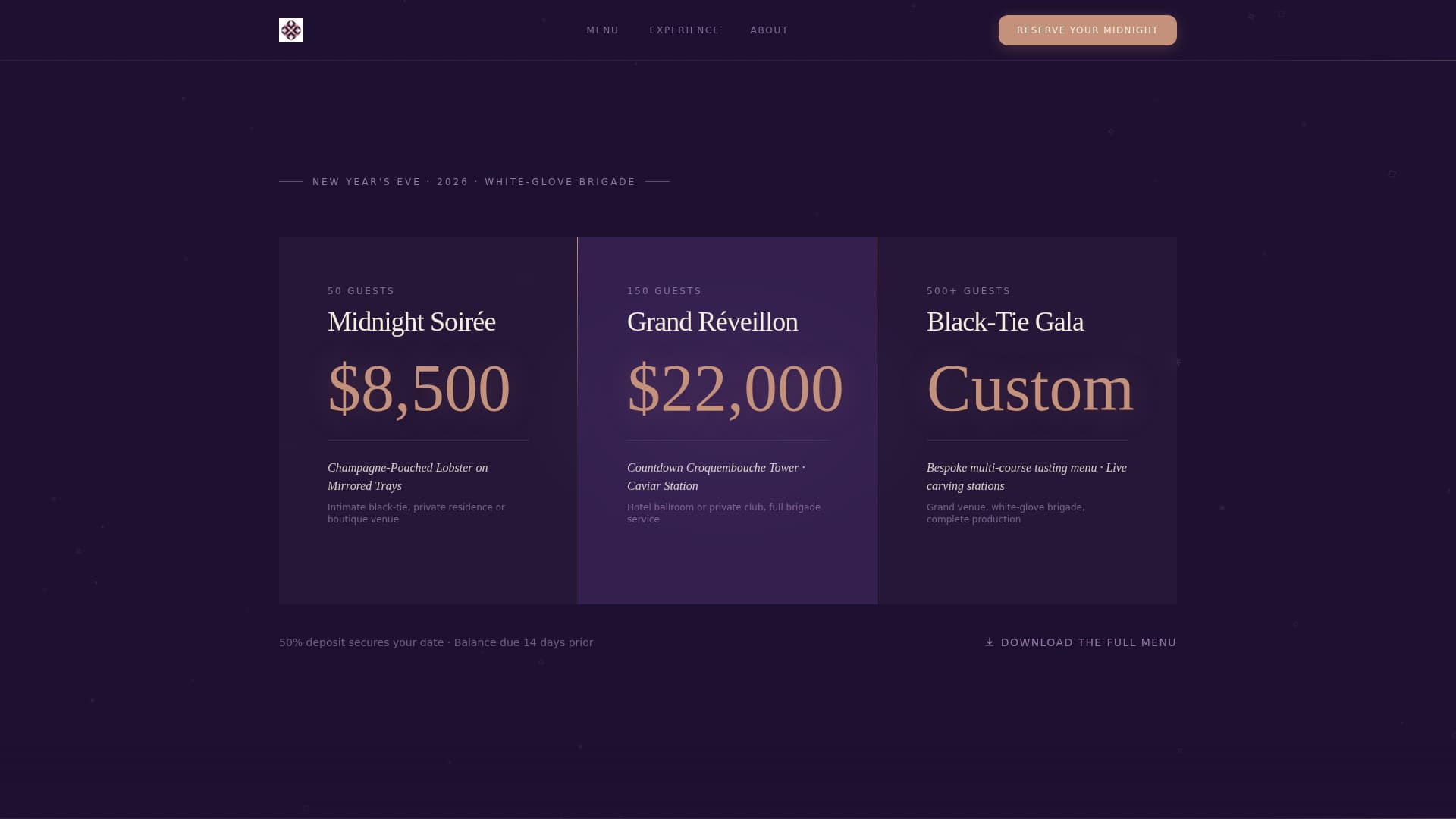 Rveillon - Luxe Catering Landing Page Template