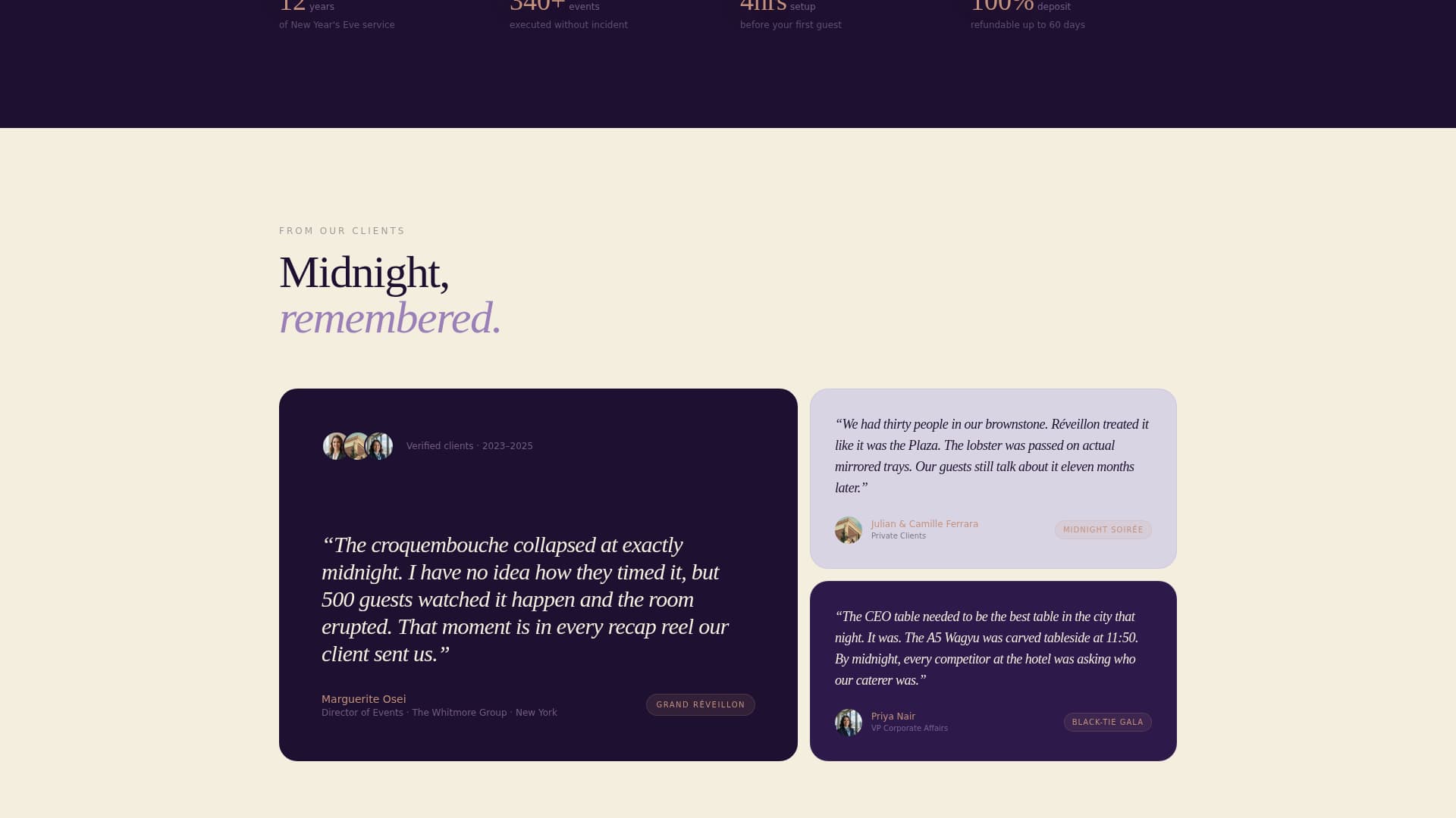 Rveillon - Luxe Catering Landing Page Template