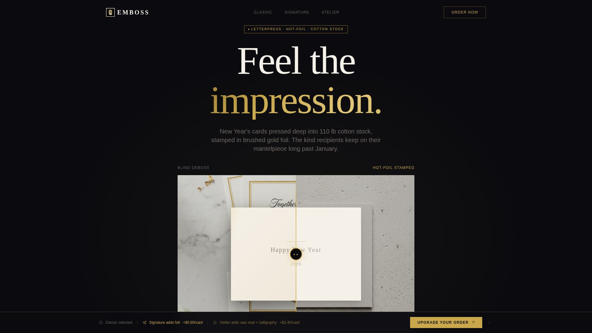 Emboss - Luxe Letterpress Landing Page Template