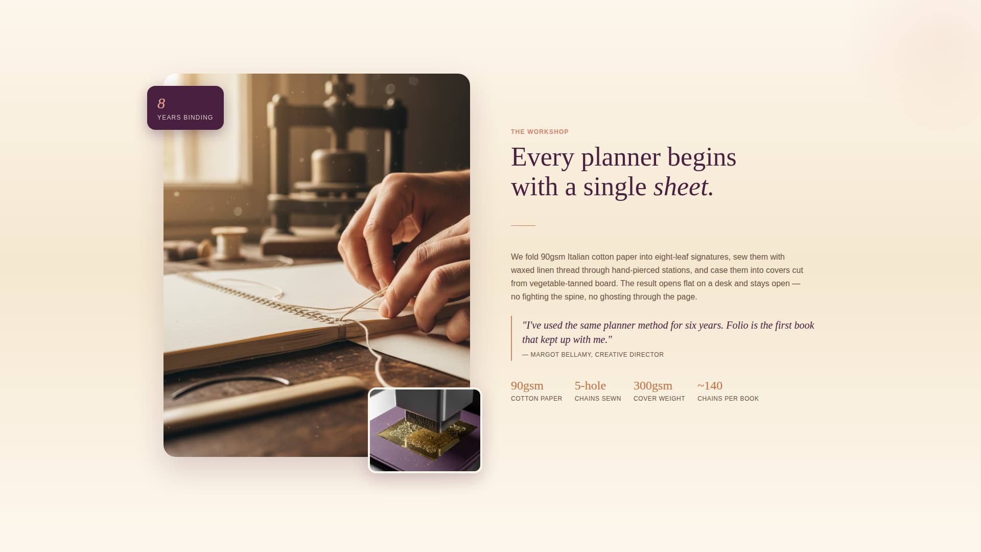Folio - Artisan Planner Landing Page Template