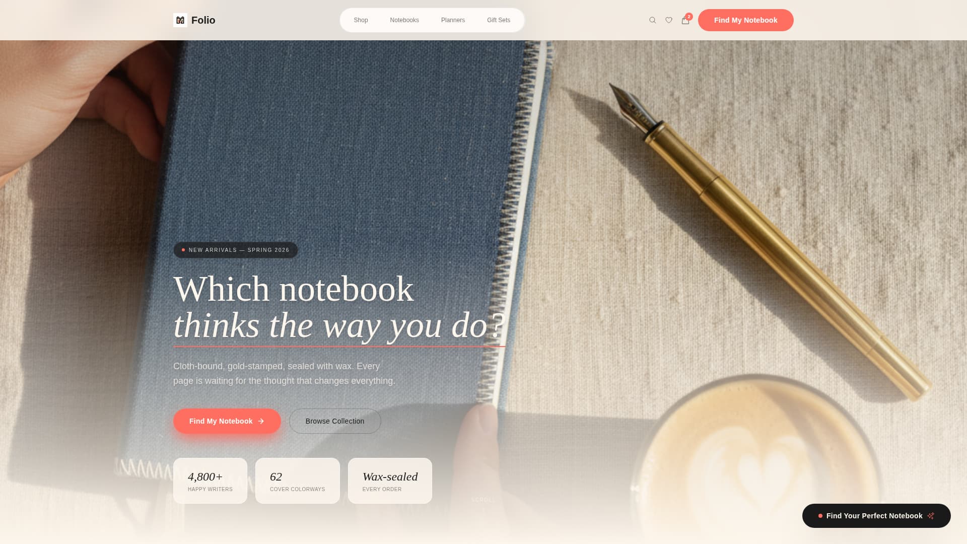 Folio - Luxe Stationery Landing Page Template