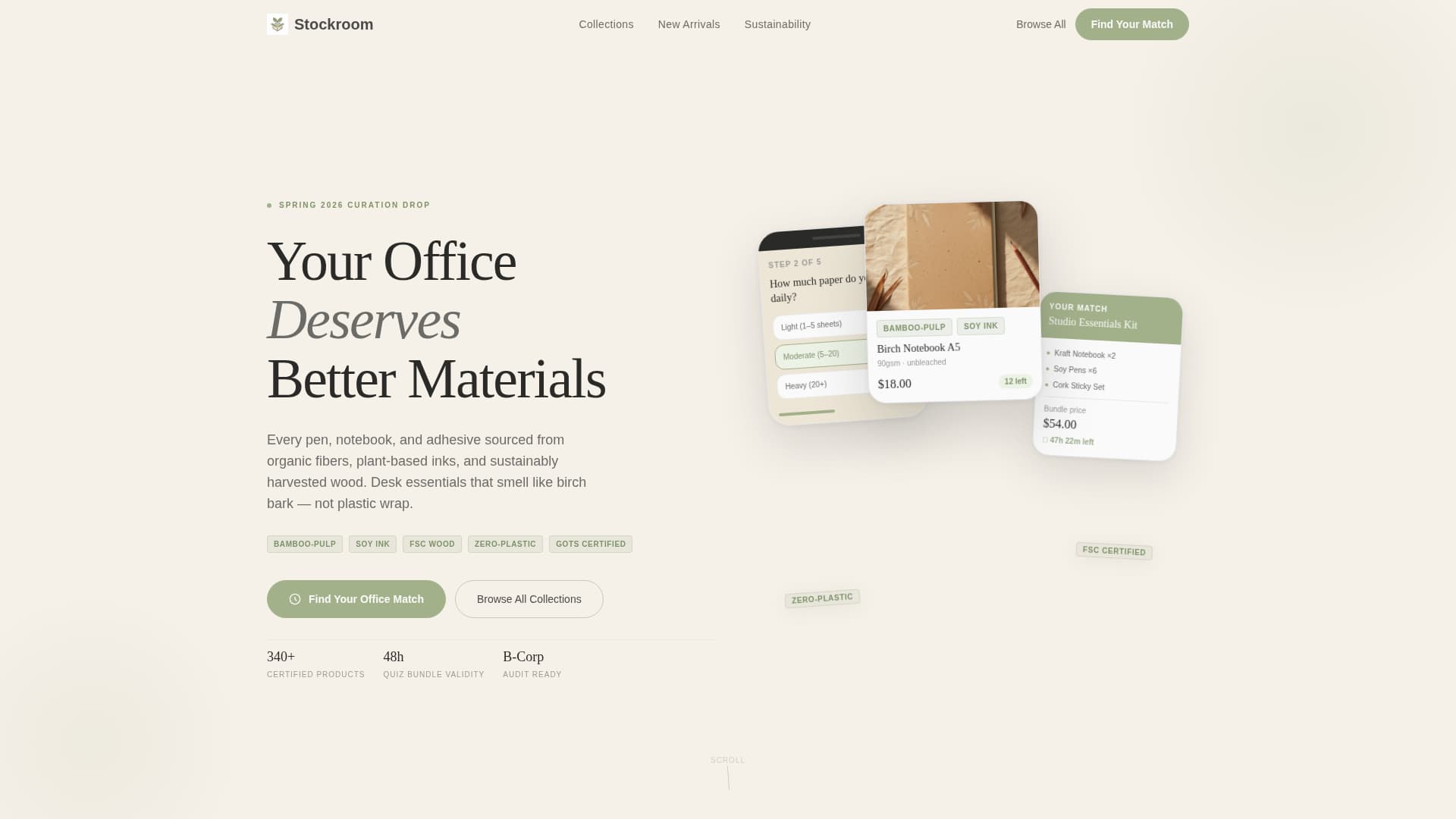 Stockroom - Sustainable Office Landing Page Template
