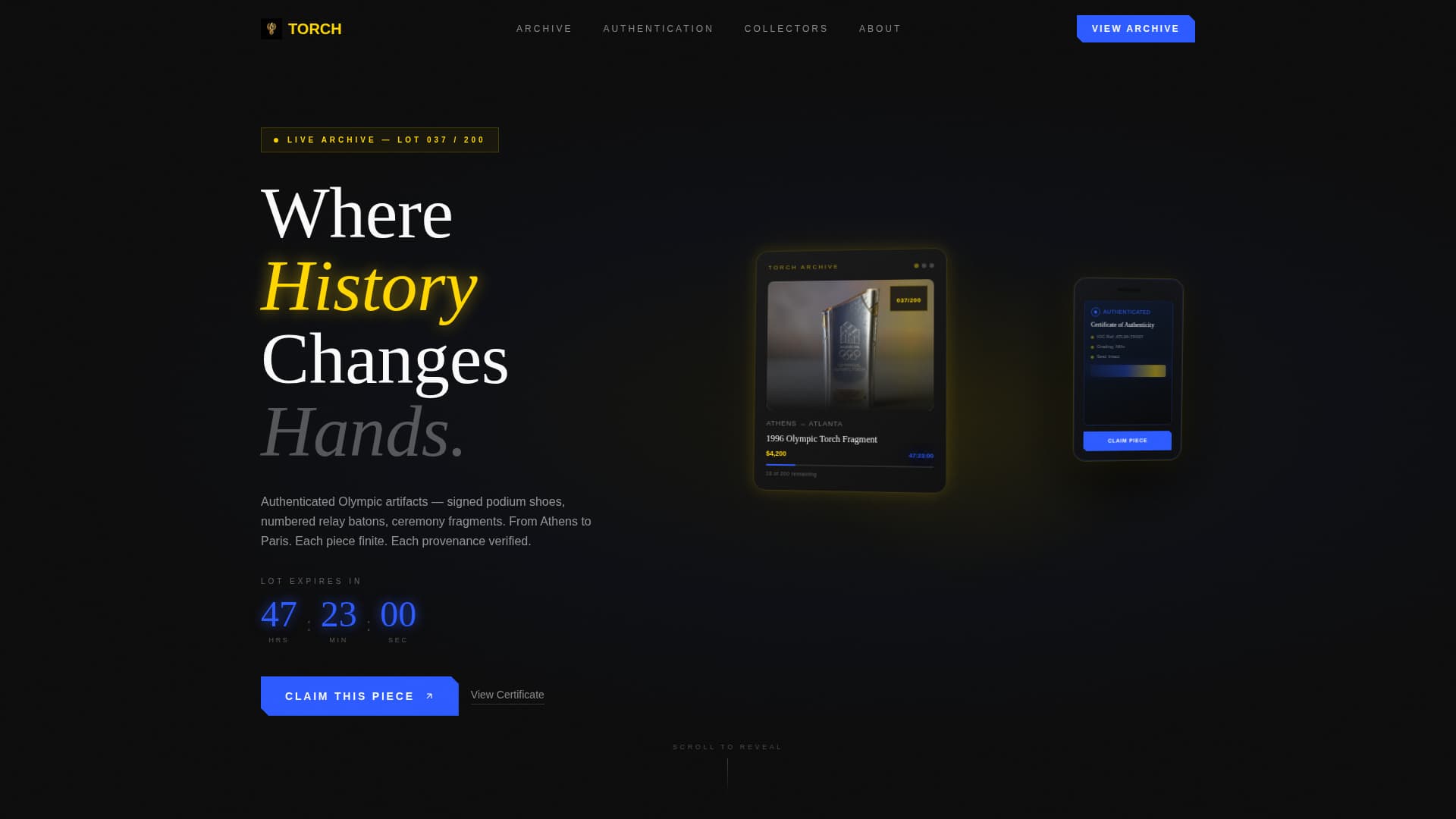 Torch - Exclusive Memorabilia Landing Page Template