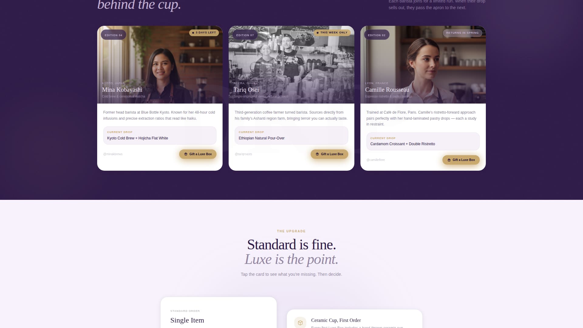 Drip - Luxe Café Landing Page Template