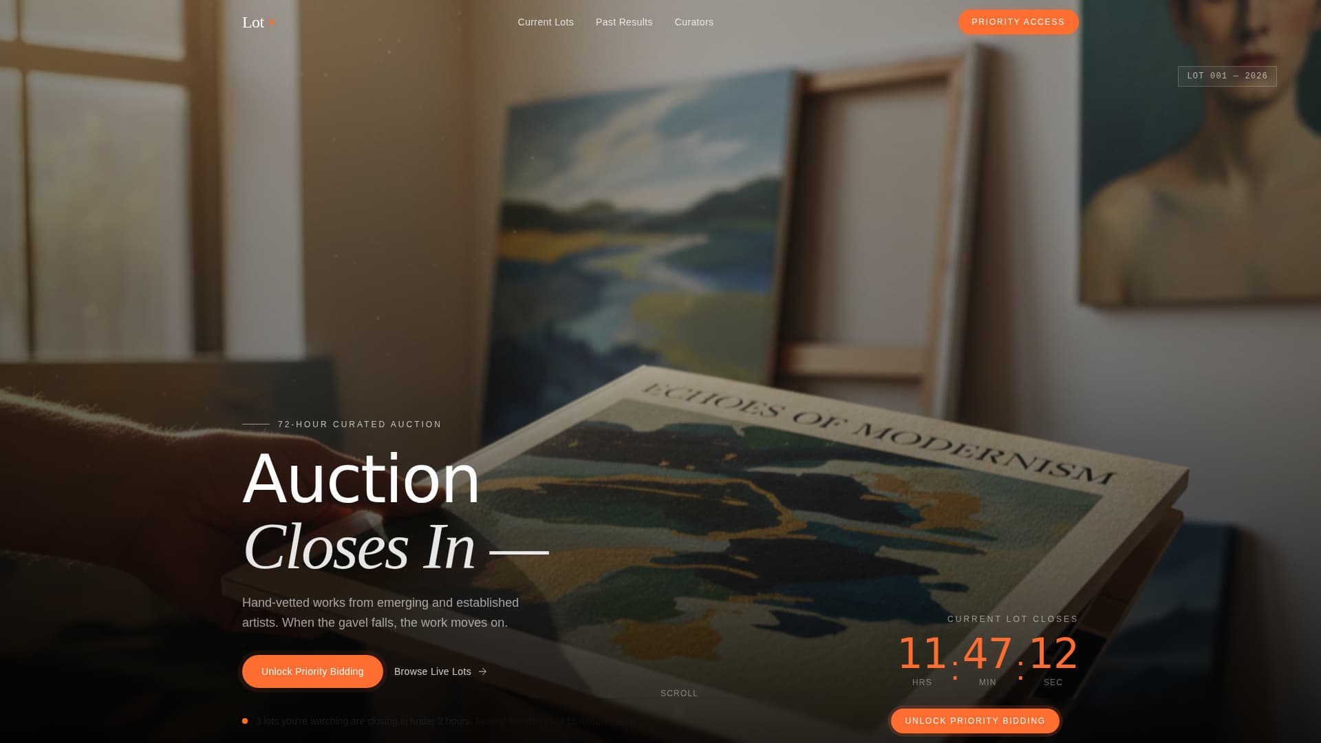 Lot - Exclusive Art Auction Landing Page Template