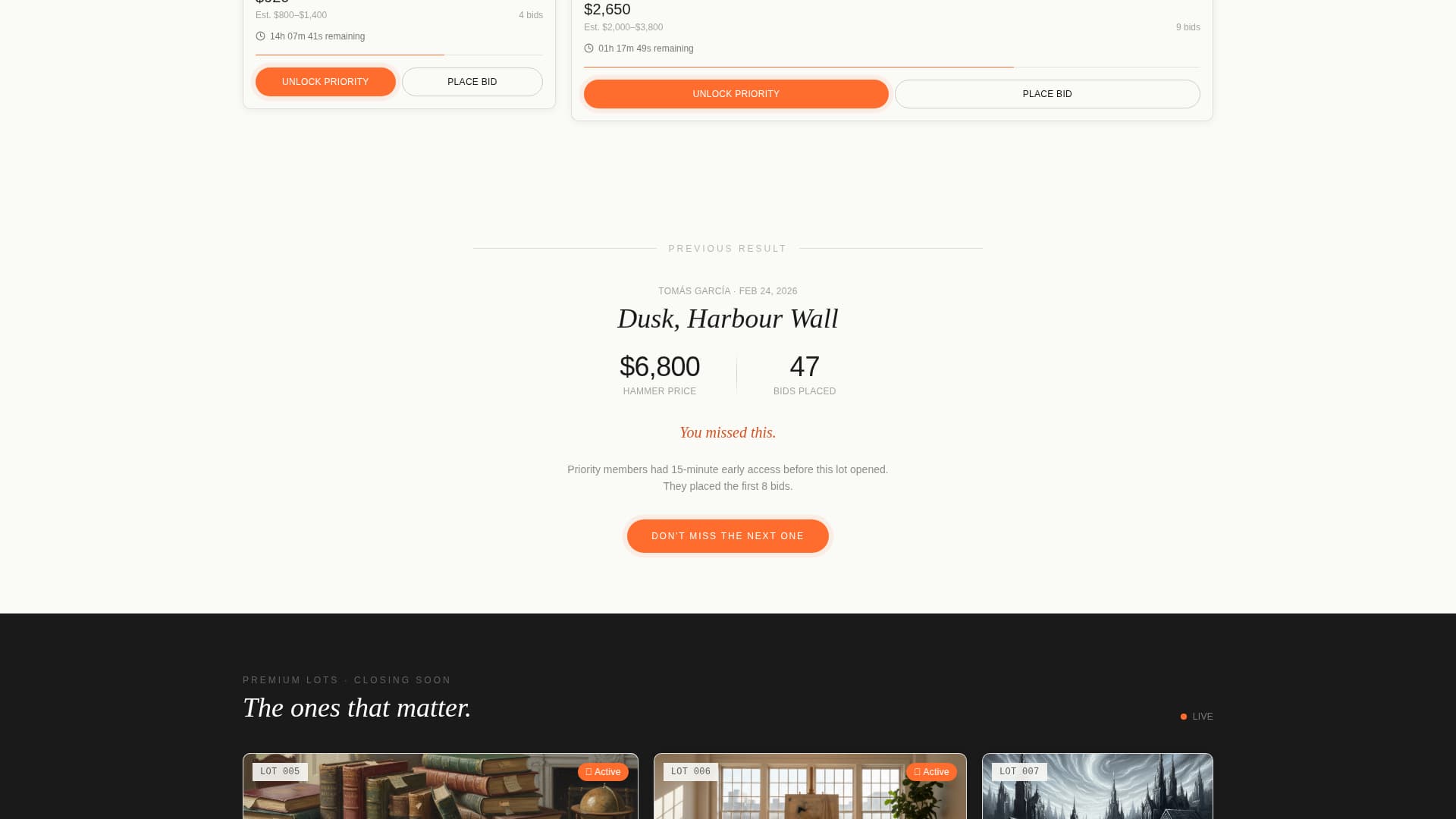 Lot - Exclusive Art Auction Landing Page Template