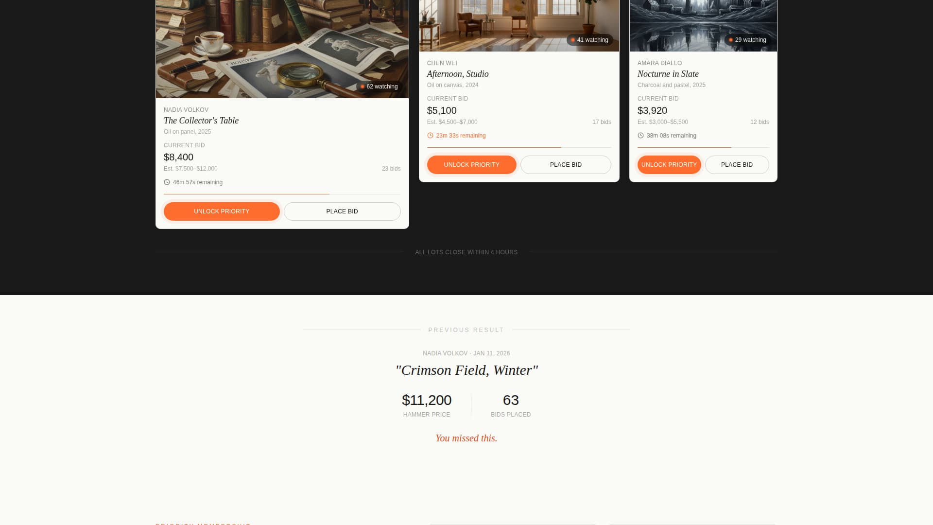 Lot - Exclusive Art Auction Landing Page Template