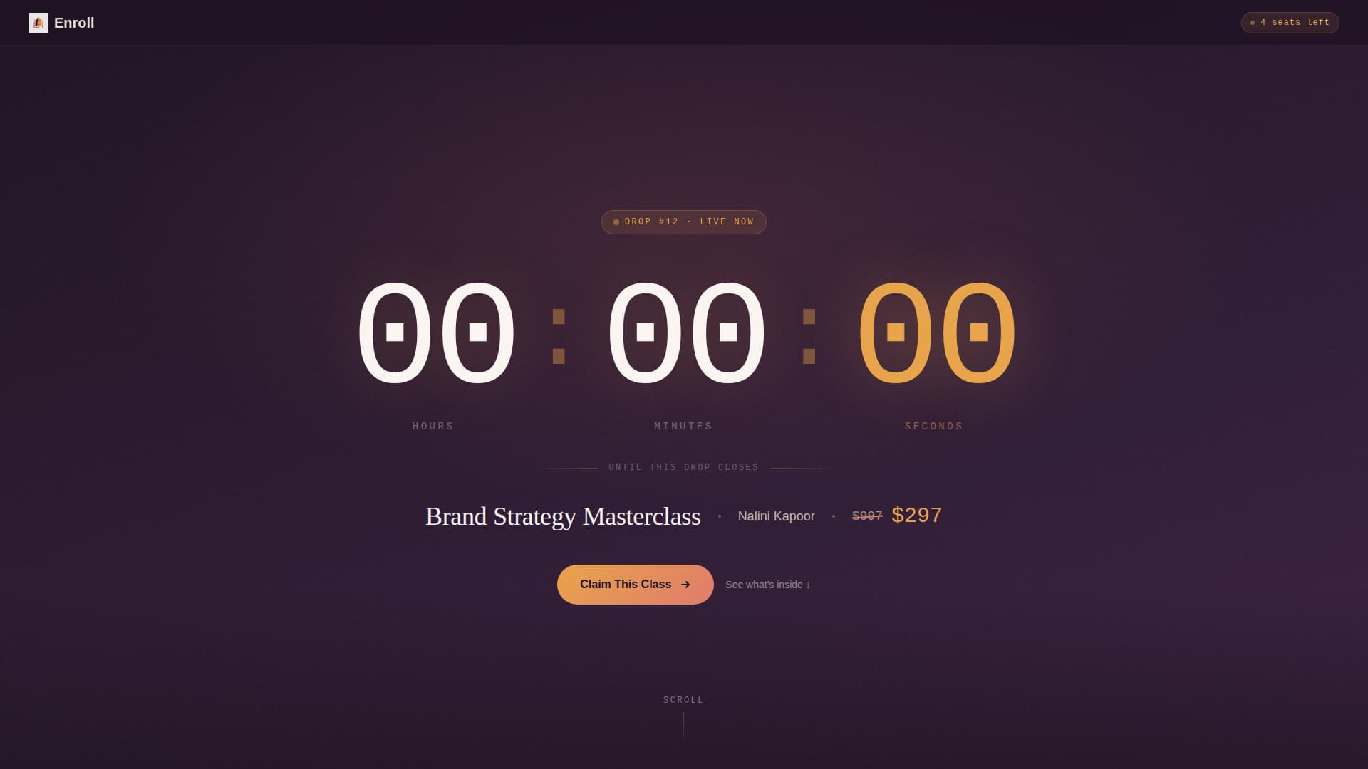 Enroll - Exclusive Masterclass Landing Page Template